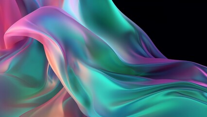 Neon abstract background luxury cloth or liquid wave or wavy folds of grunge silk texture satin velvet material or luxurious or elegant wallpaper design, background , generative AI