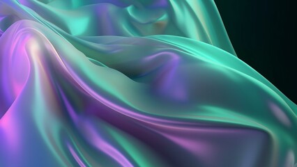 Neon abstract background luxury cloth or liquid wave or wavy folds of grunge silk texture satin velvet material or luxurious or elegant wallpaper design, background , generative AI