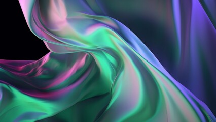 Neon abstract background luxury cloth or liquid wave or wavy folds of grunge silk texture satin velvet material or luxurious or elegant wallpaper design, background , generative AI
