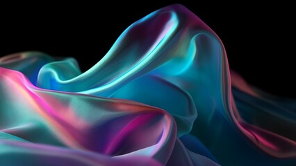 Neon abstract background luxury cloth or liquid wave or wavy folds of grunge silk texture satin velvet material or luxurious or elegant wallpaper design, background , generative AI