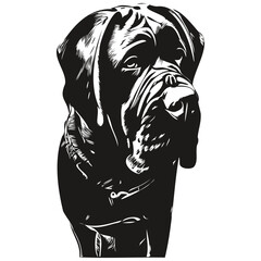 Cane Corso dog logo hand drawn line art vector drawing black and white pets illustration