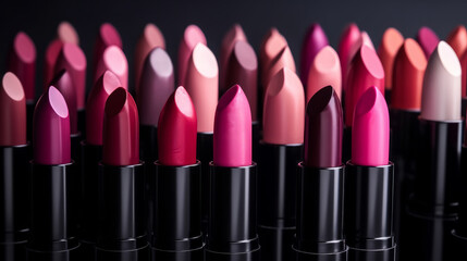 Obraz premium Lipstick collection. Illustration AI Generative.