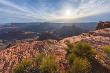 sunset at dead horse point in dead horse point state park, utah, usa