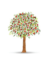 Vector tree drawing on white background
