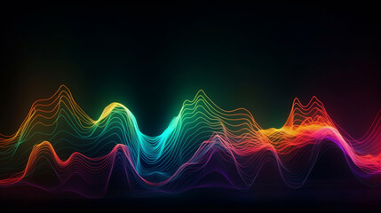  Abstract background of colorful neon wavy line Generative AI