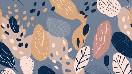 Modern vector drawing. Trendy leaves and flowers. Contemporary flower decoration. Minimal organic print. Vector art painting of creative and decorative fashion designs. Matisse style painting. Cartoon