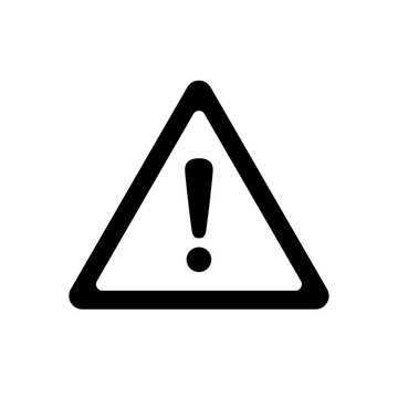 recommend clip art: Attention icon. Warning caution board. Black warn exclamation mark in triangle. Problem message on banner. Sign alert isolated on white background. Danger symbol. Hazard traffic. Vector illustration
