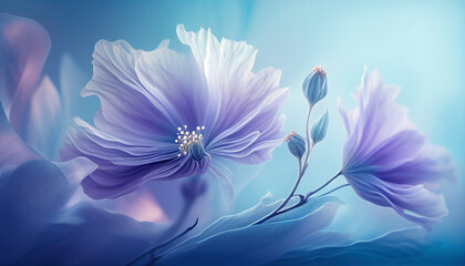 Obraz premium Soft floral blue-purple background by Generative AI