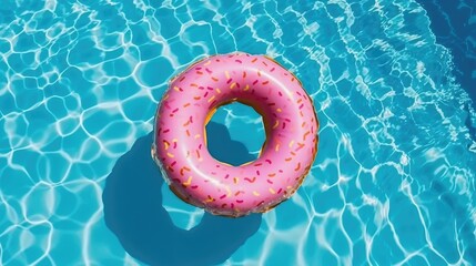 pink swimming pool donut, Generative AI