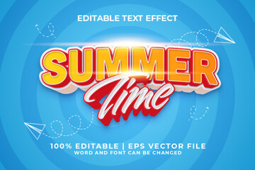 Summer Time 3d Editable Text Effect Cartoon Comic Style Premium Vector