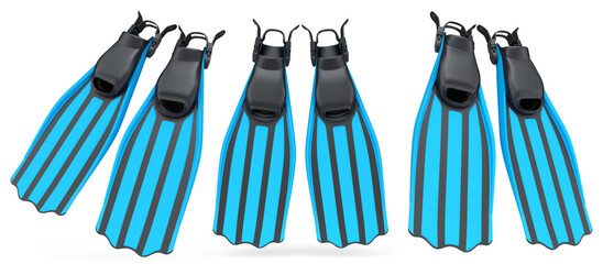 Set of diving flippers for summer holidays and snorkeling on white background. © Vasyl Onyskiv