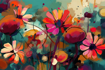 Obraz na płótnie Canvas Vibrant Abstract Flower Illustration