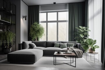 This image showcases a modernly designed living room with luxurious details Generative AI