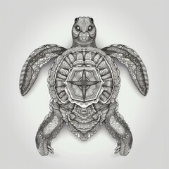 Fototapeta premium Turtle in mandala style. Illustration Generative AI