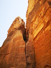 Stunning mountain view with camels and donkeys in the city of Petra. Petra, Jordan
