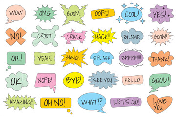 Comic sound effects in pop art style Vector illustration