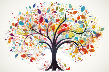 Naklejka premium Colorful Tree Illustration on White Background