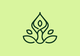 Abstract Leaf yoga line logo