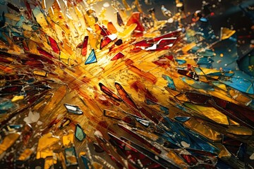 A Calm Shattered Glass Explosion: A Rich and Colorful Abstract Art Texture. Generative AI