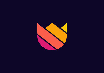 Modern Letter U crown logo symbol