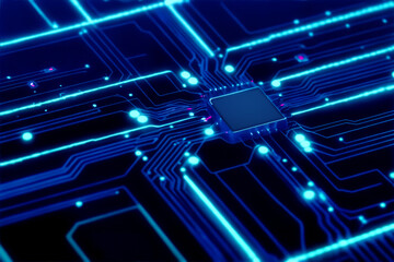 Abstract computer chip images, big data, and technological concepts