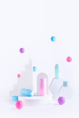 Product display presentation with abstract levitation spheres