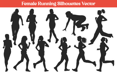 Female Running silhouettes vector Collection