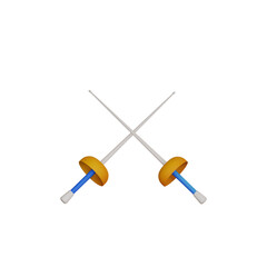 Fencing 3D render icon. Fencing two crossed swords isolated on a wight background. 