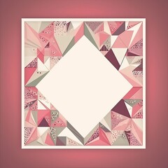 Vintage Triangle Frame Border Card with Pink Ornament - Perfect Decoration for Holidays, Birthdays or Weddings, Generative AI