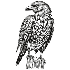 Naklejka premium Vintage engrave isolated Raven illustration cut ink sketch corbie