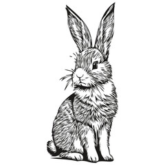 Vintage engrave isolated Rabbit illustration cut ink sketch hare