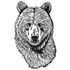 Fototapeten Bear  vintage illustration, black and white vector art bruin © Сергей Тарасюк