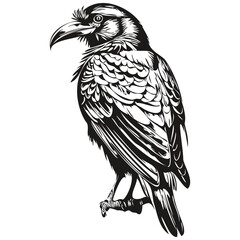 Vintage engrave isolated Raven illustration cut ink sketch corbie