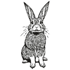 Cute hand drawn Rabbit, vector illustration black and white hare
