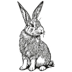 Cute Rabbit on white background, hand draw illustration hare
