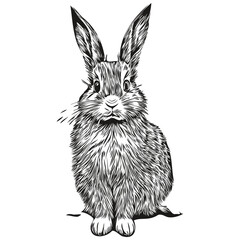 Hand drawn cartoon Rabbit, vector vintage illustration hare