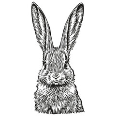 Hand drawn Rabbit on a white background, hare © Сергей Тарасюк