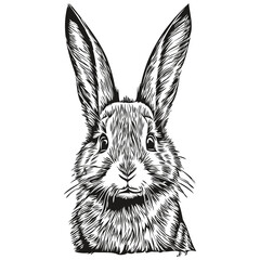 Hand drawn Rabbit on a white background, hare