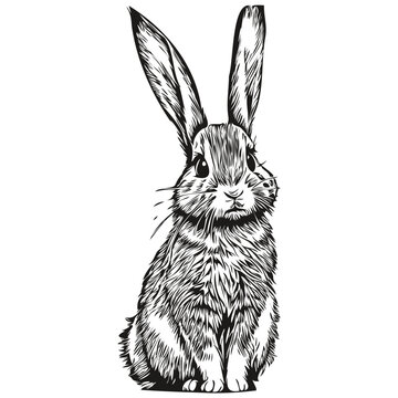 Hand drawn cartoon Rabbit, vector vintage illustration hare