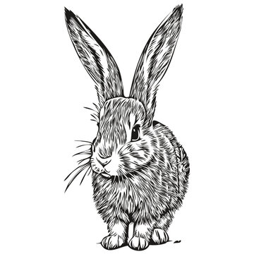 Hand drawn cartoon Rabbit, vector vintage illustration hare