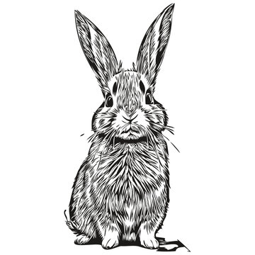 Hand drawn Rabbit on a white background, hare
