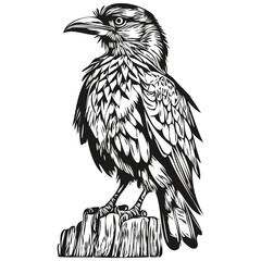 Portrait of a cute Raven on a white background corbie