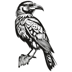 Raven sketch, hand drawing of wildlife, vintage engraving style, vector illustration corbie