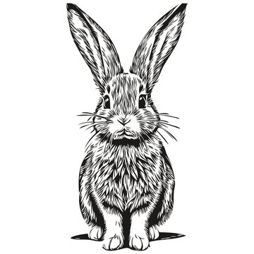 recommend clip art: Realistic Rabbit vector, hand drawn animal illustration hare