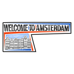 Amsterdam Skyline Landmark Flag Sticker Emblem Badge Travel Souvenir Illustration
