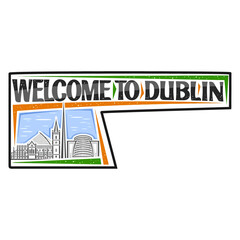 Dublin Skyline Landmark Flag Sticker Emblem Badge Travel Souvenir Illustration