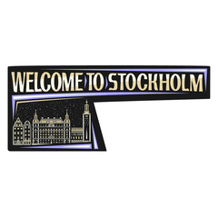 Stockholm Skyline Landmark Flag Sticker Emblem Badge Travel Souvenir Illustration