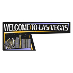 Las Vegas Skyline Landmark Flag Sticker Emblem Badge Travel Souvenir Illustration