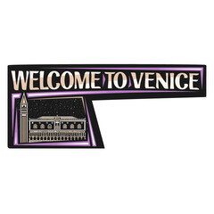 Venice Skyline Landmark Flag Sticker Emblem Badge Travel Souvenir Illustration