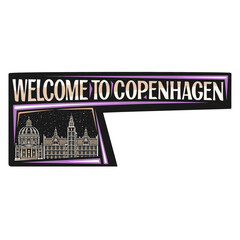 Copenhagen Skyline Landmark Flag Sticker Emblem Badge Travel Souvenir Illustration